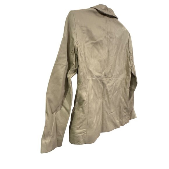 Wilsons Leather Womens Beige Jacket Medium Button-Up Fully Lined 100% Leather Ch - Picture 7 of 7